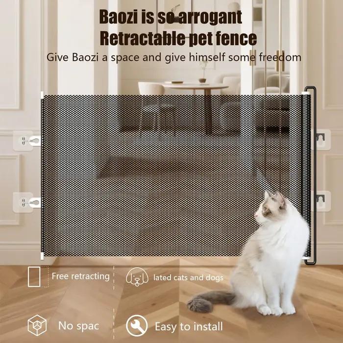 Barrière de sécurité rétractable pour bébés et animaux domestiques largeur 49 pouces sans perçage pour maison cour garage occassions spéciales