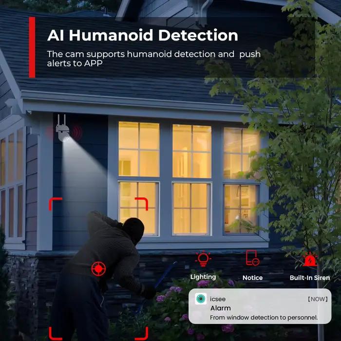 Kit 2 caméras sécurité WiFi PTZ 4MP 2K mini surveillance détection humaine vision nocturne
