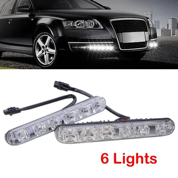 Haute qualité 2 pièces voiture DRL assemblage feux de jour antibrouillard 6LED blanc froid 12V 10000