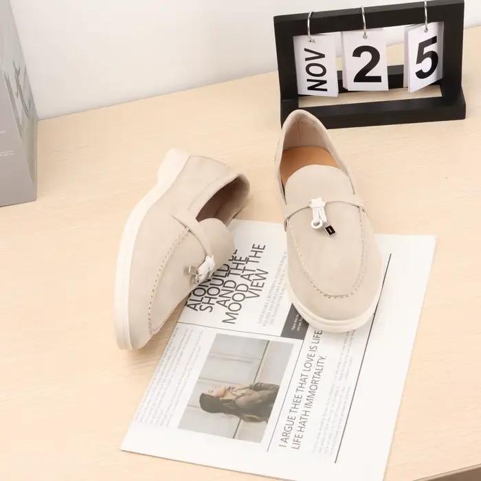 Mocassins Femme en Daim avec Décor de Nœud, Chaussures Légères et Respirantes
