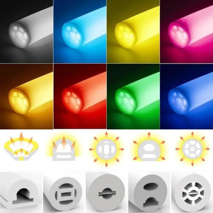 360 ° Lampe LED ronde brillante en forme de Tube néon, diffuseur Flexible en Silicone, canal WS281