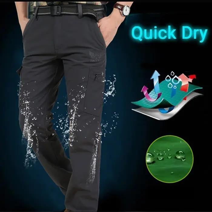 Pantalon cargo tactique été homme léger imperméable - Survêtement randonnée multi-poches résistant