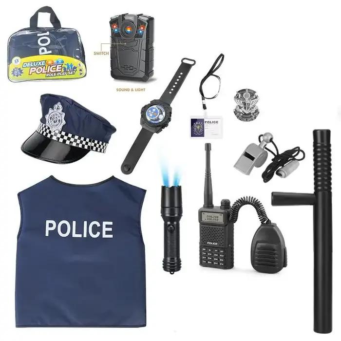 Costumes de cosplay de police unisexes, jouets de police, flic, boussole, sifflet, insigne de police, accessoires de costume de carnaval, Halloween