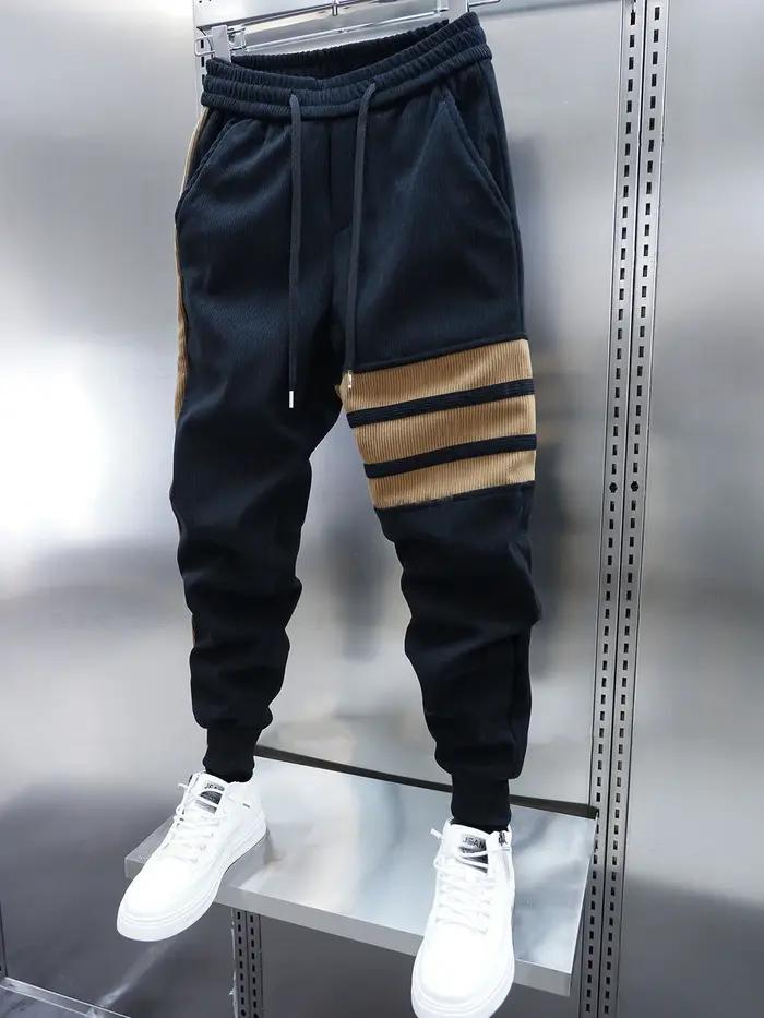 Pantalon harem patchwork rayé homme - Style streetwear décontracté luxe jogger sweatpants