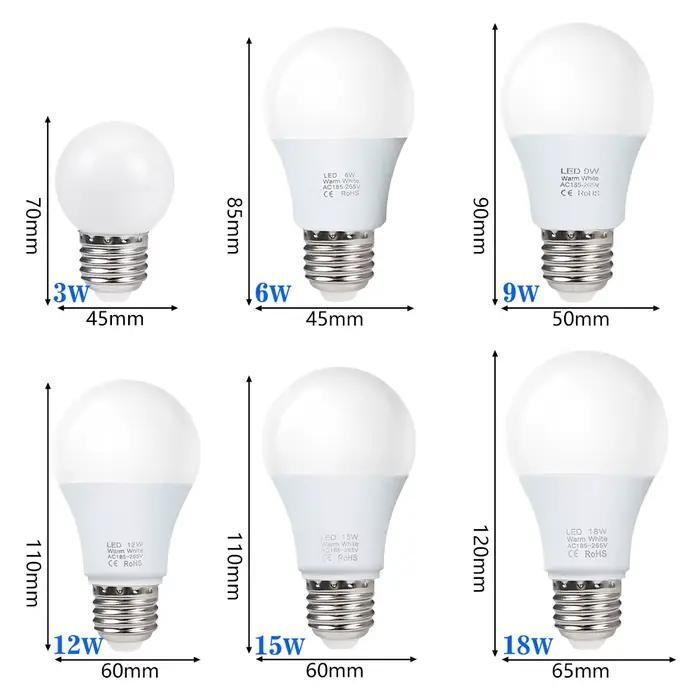 Ampoule LED AC 220V-240V, Smart IC, haute luminosité, lampe Bombilla, budgétaire, 3W, 6W, 9W, 12W, 1