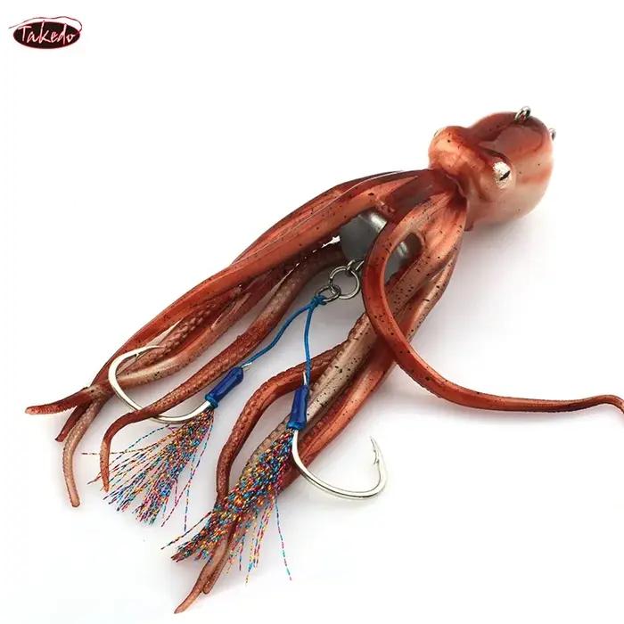 TAKEDO MY14 180G 200G 250G 300G pêche en mer poulpe appât avec Double crochet appât souple traçage l
