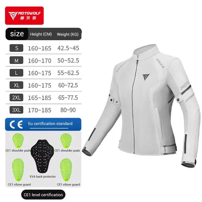 Veste de moto pour femmes, armure corporelle en maille respirante, certifiée CE, veste d'équitation
