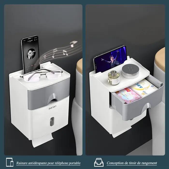 Porte-papier hygiénique et boîte de rangement étanche pour salle de bains design mural élégant et pratique pour papier hygiénique et mouchoirs