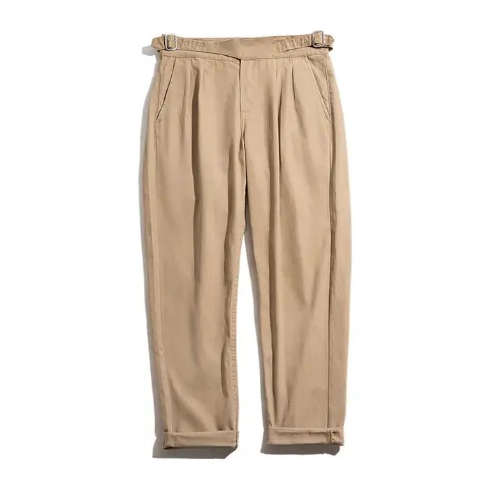 Maden Vintage réglable taille haute Gurkha pantalon kaki décontracté Cargo