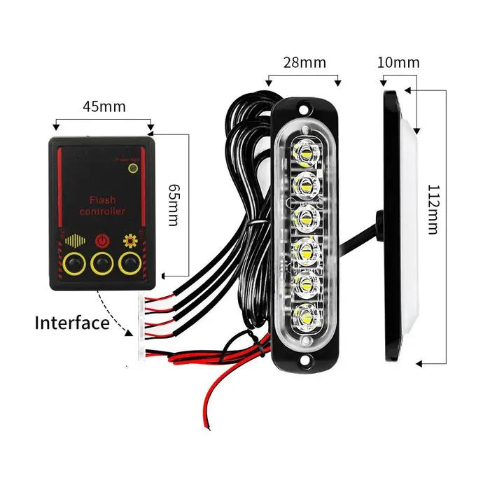 Éclairage de calandre de voiture 12V 24V, feux stroboscopiques d'urgence LED pour Police, balise Fla