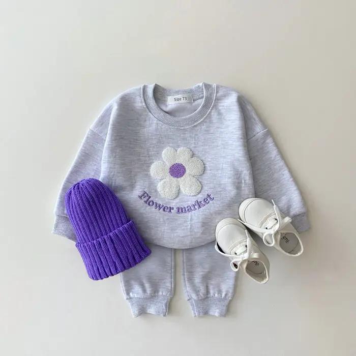 Automne bébé filles vêtements ensemble fleur lettre imprimer pull haut + pantalon enfants
