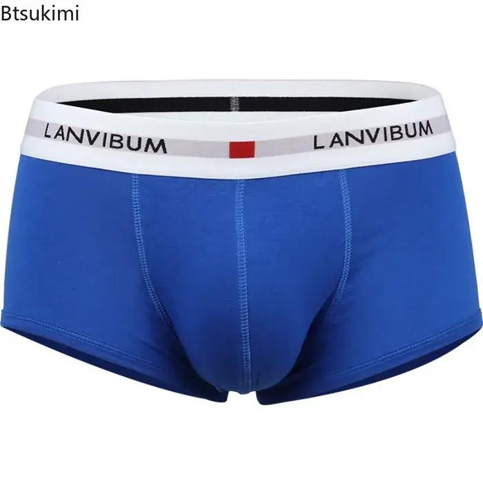 Nouveaux Boxers Homme 2026 – Sous-vêtements en Coton Respirant à Taille Basse avec Poche U Convexe, Couleur Unie