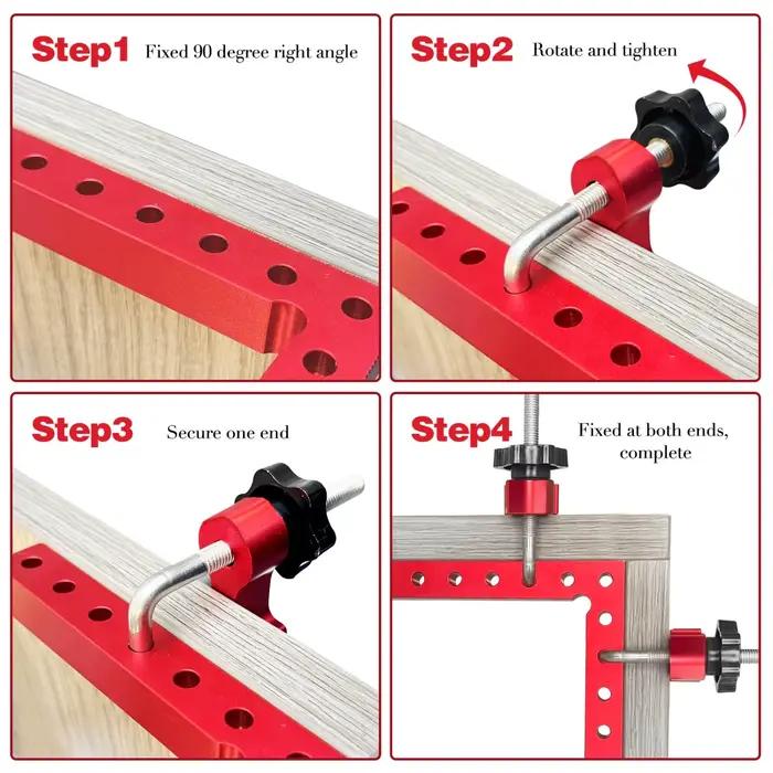 Pince d'angle pour le travail du bois, pince d'angle à 90 degrés, carrés de positionnement en alliage d'aluminium, Angle droit pour outils de travail du bois