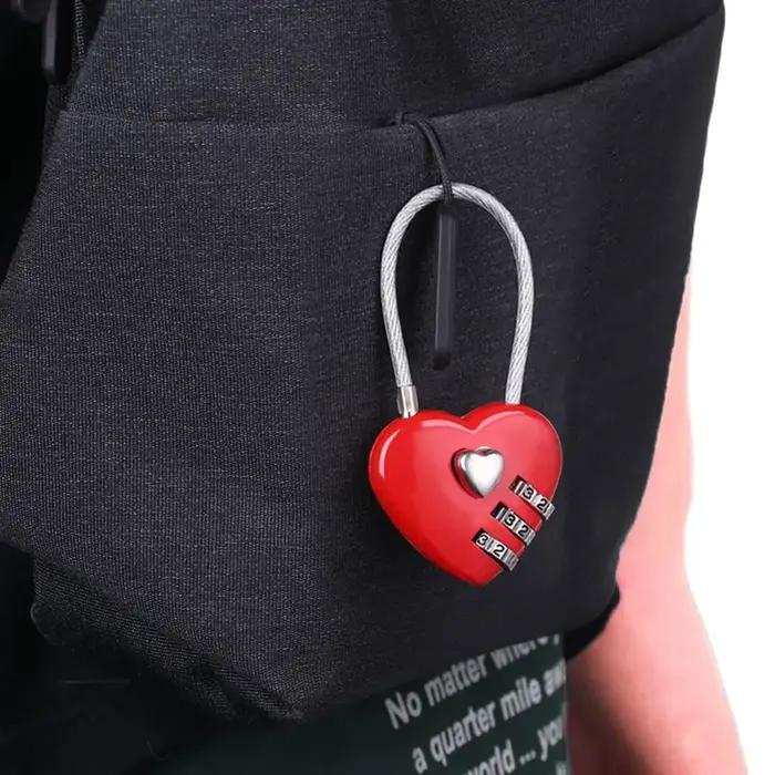 Serrure en forme de coeur pour valise de voyage avec code a trois chiffres protection voyage cadeau original pour femme occassions speciales