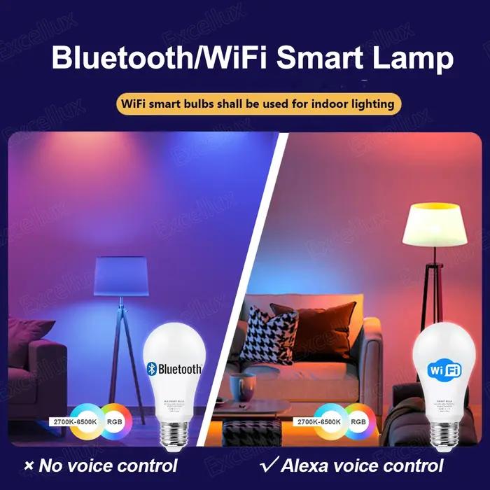 Tuya E27 lampe à LED App contrôle Bluetooth/WiFi ampoule LED 15W RGB CW WW ampoule intelligente fonc
