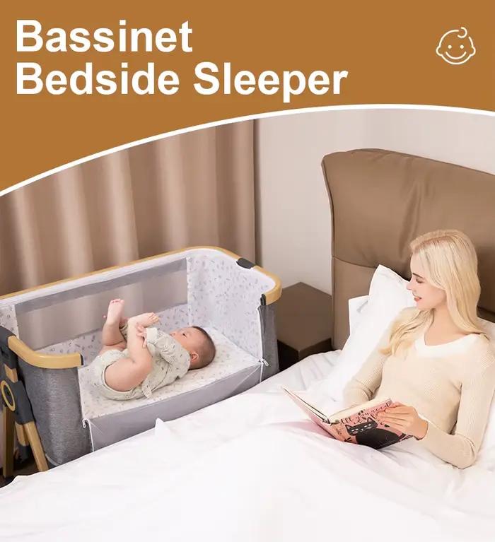 Lit bébé 3 en 1 portable, pliable, hauteur réglable, roues rotatives, berceau vibrant pour nouveau-n