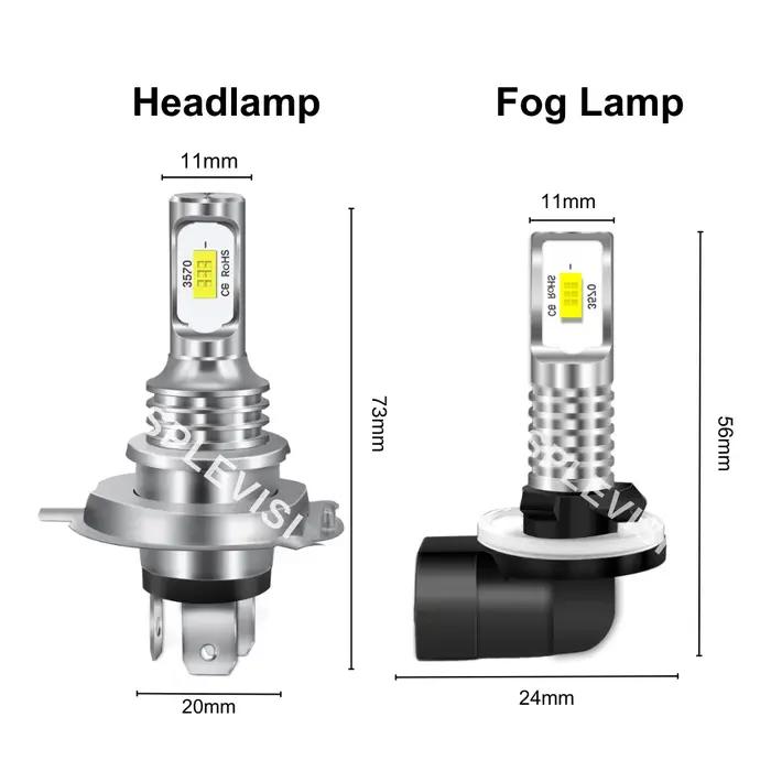 Phare LED blanc au xénon H4/9003, faisceau haut et bas + feu antibrouillard 881, Compatible avec Hyu