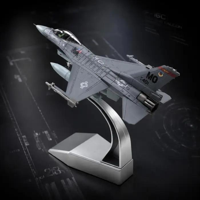 Modèle d'avion de chasse F-16C, maquette statique pour bureau, pour les passionnés d'aviation