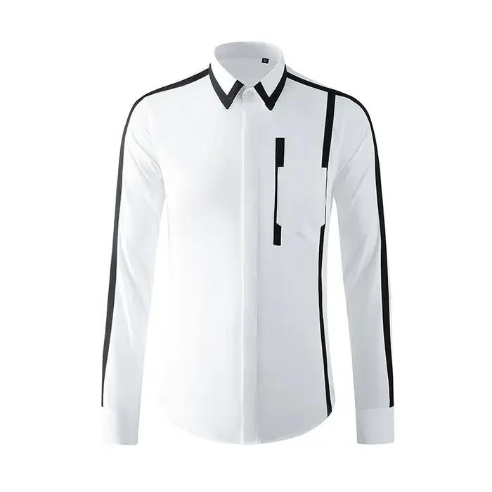 Chemise décontractée homme en polyester coton patchwork pour banquets et affaires occassions spéciales