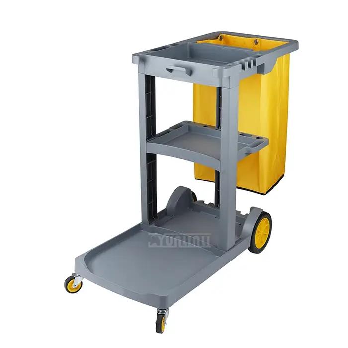 Chariot de service multifonctionnel en métal pour hôtels centres commerciaux et maisons d'hôtes multifonctionnel élégant pour nettoyage et rangement professionnel