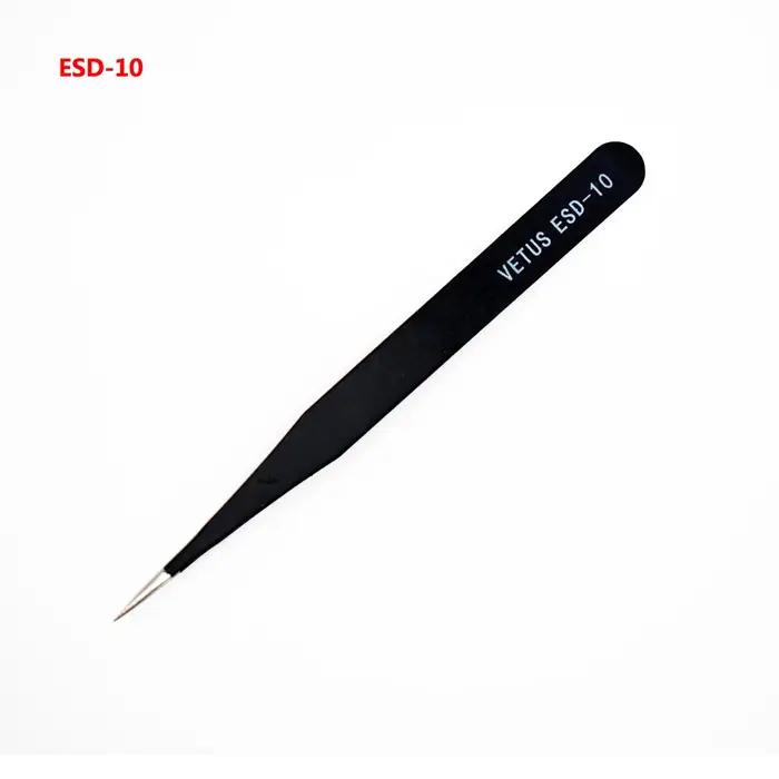 VETUS ESD-10 Pincettes de précision antistatiques ESD en acier inoxydable pour la réparation électro