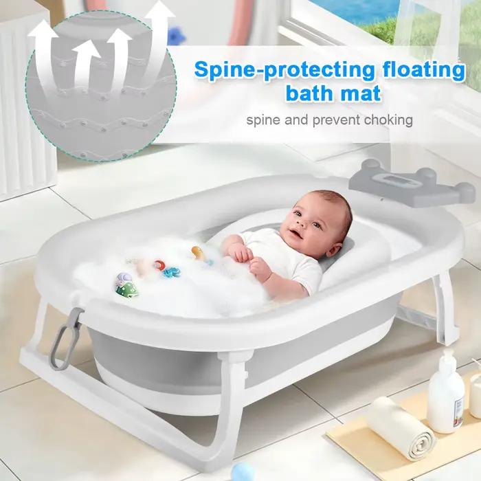 Baignoire Pliable Convient Aux Bébés de 0 à 36 Mois, Ergonomique et Peu Encombrante, avec Thermomètr