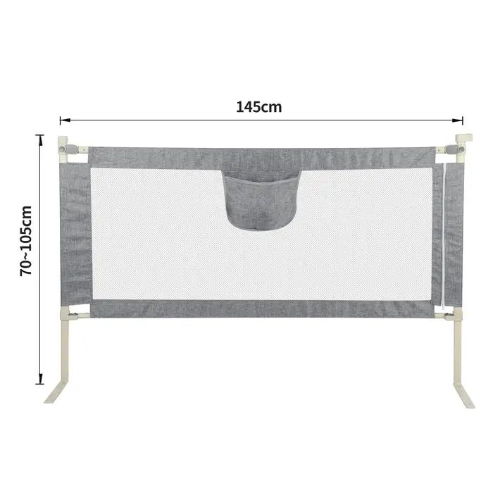 Barrière de Lit Extra-Large de 150 / 180 / 200 cm Protection de Lit pour Tout-Petit Accessoire de Chambre pour Garçons