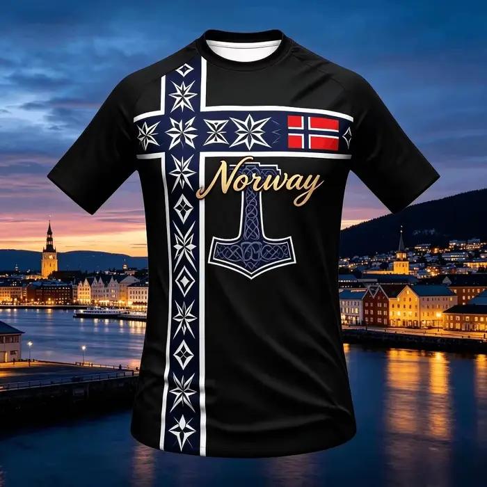 Maillot de football nordique style ethnique viking 2026 pour supporters norvégiens haut décontracté respirant été streetwear pour hommes femmes et enfants