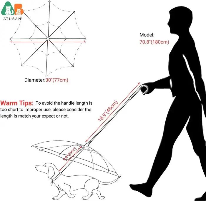 ATUBAN Parapluie pour chien avec laisse pour petits animaux
