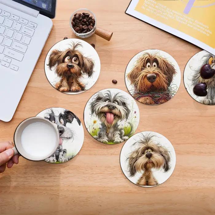 Sous-verres en plank à thème chien multi couleur pour maison ou usage commercial ocasions spéciales