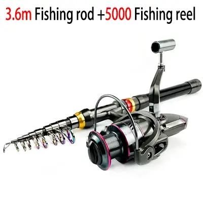 Canne à pêche télescopique carbone + moulinet combo 1.8-3.6m - Résistance 3-8kg