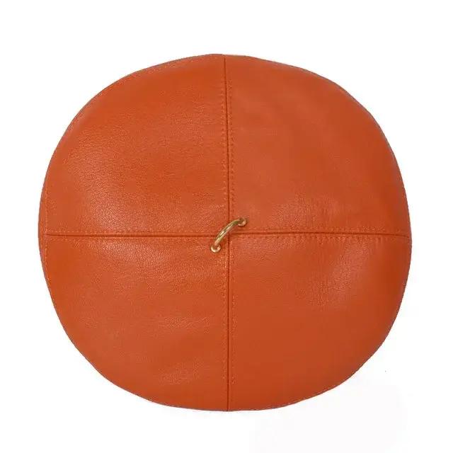 Chapeau béret en cuir véritable pour femme style sport multicolore décontracté toutes saisons