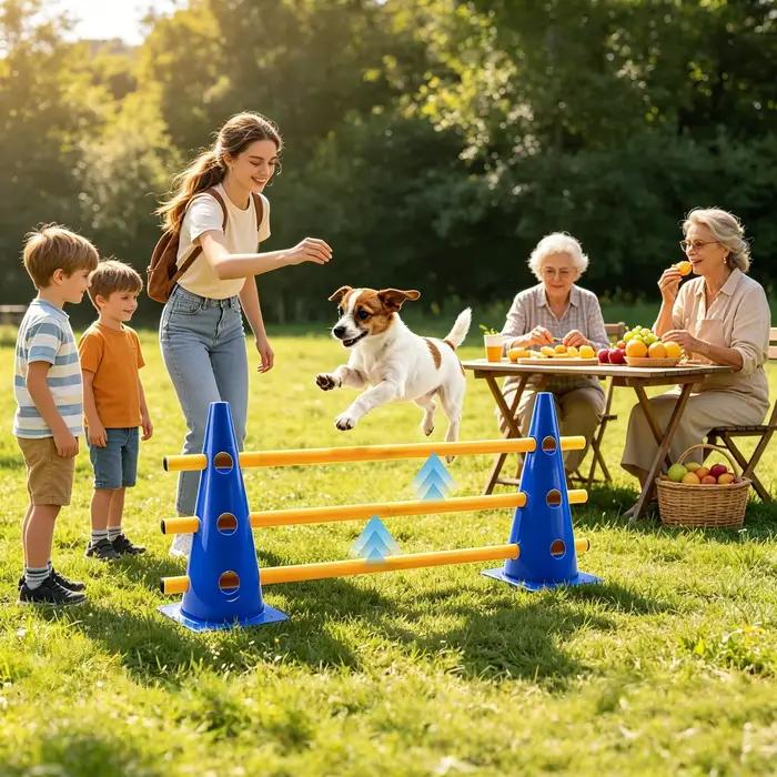 Ensemble de cônes et obstacles d'agility pour chien