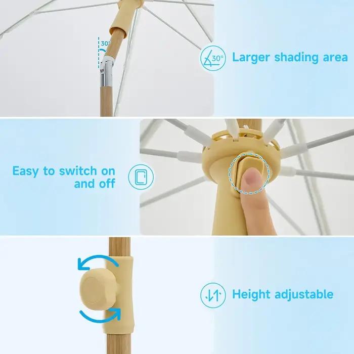 Parasol Bohème de 6,5 pieds avec franges, protection UPF50+, design inclinable pour la plage et les