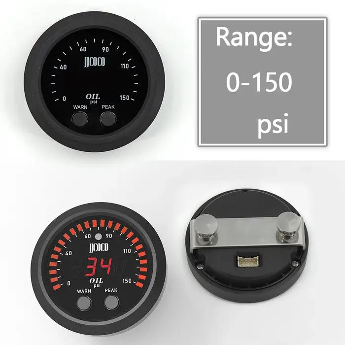 Jauge de pression d'huile électronique 12V 24V avec affichage rouge et capteur 1/8 NPT pour surveillance facile et précise de la pression d'huile automobile