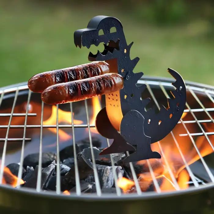 Gril en forme de dinosaure pour hot-dogs, barbecue compact, tablier portable, outil de cuisine robuste pour camping et réunions familiales