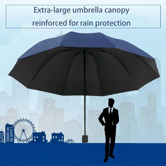 Parapluie pliant extra large de 130 cm adapté aux jours ensoleillés et au pluvieux et est une protection complète coupe-vent et imperméable.