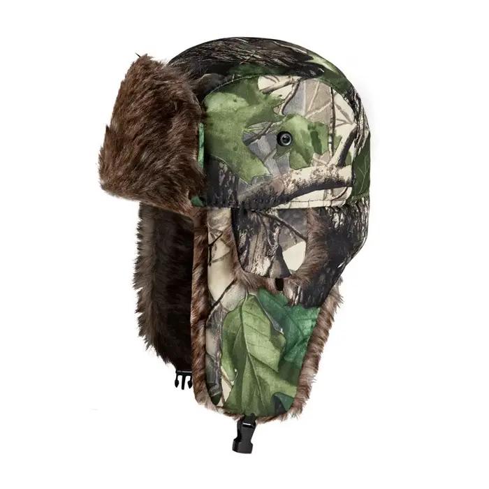 Chapeau trappeur russe ushanka fourrure hiver chasse ski pêche - Bomber hat avec rabats d'oreilles chauds