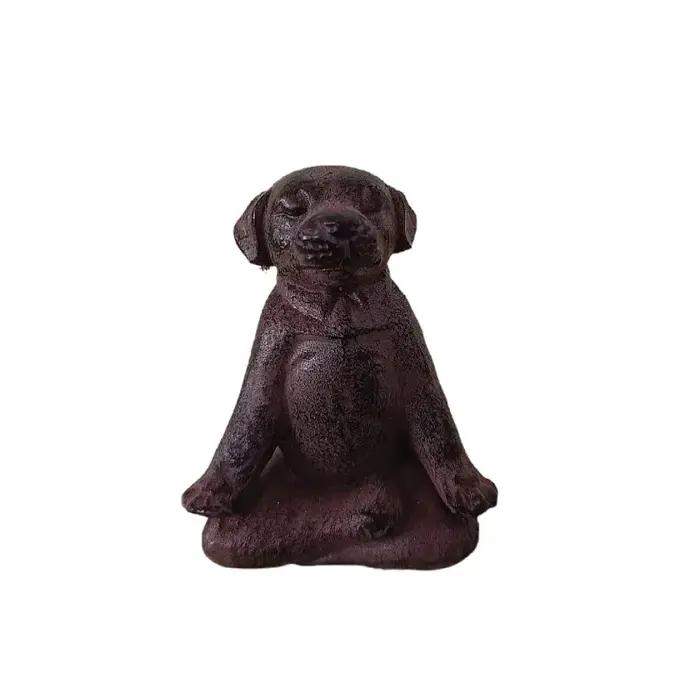 Statue de chien en résine pour yoga et méditation