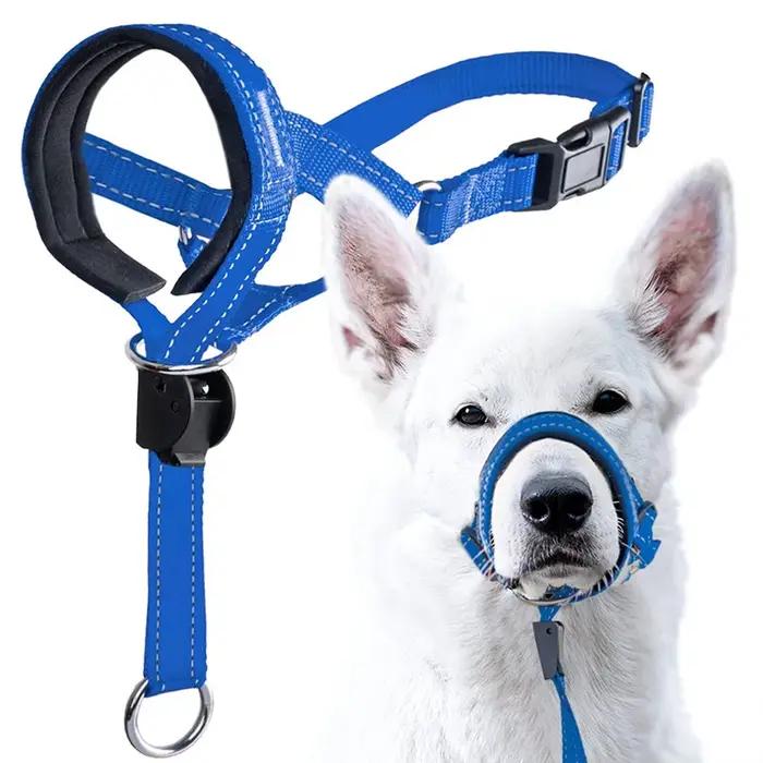 Collier anti-aboiement en nylon respirant avec muselière réfléchissante pour entraîner et sécuriser votre chien lors des promenades et randonnées nocturnes