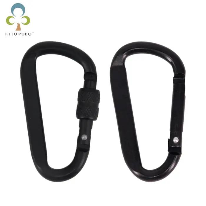 Mousqueton en alliage d'aluminium noir, anneau en D, Clip de porte-clés de Camping, mousqueton, Kit