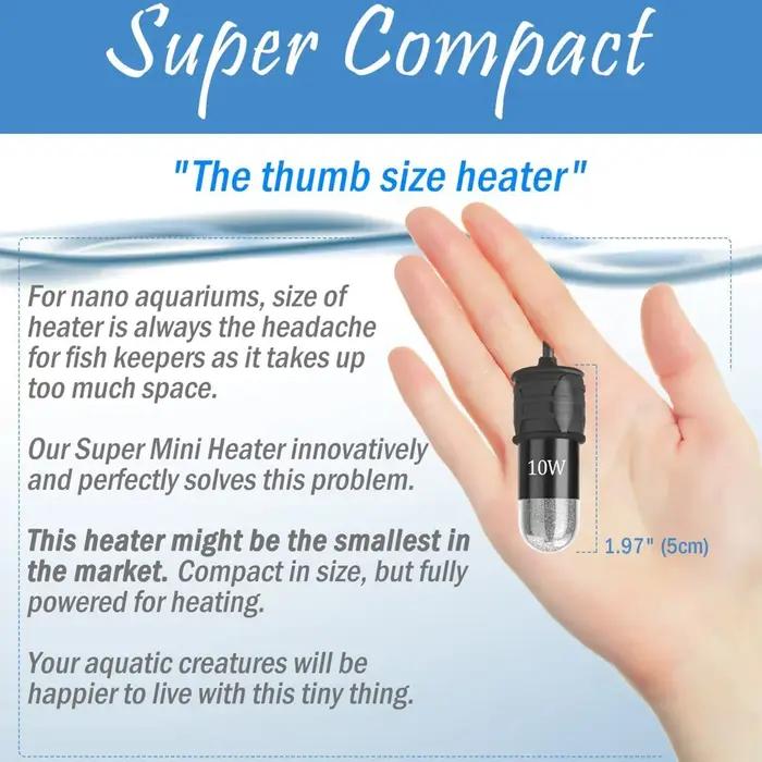 Tige chauffante réglable pour aquarium 10 W 18-34 ° C Mini radiateur thermostat submersible USB avec