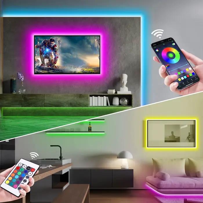 Bande LED néon RGB USB 5V, 1M 2M 3M 4M 5M, avec application Bluetooth et télécommande pour panneau,