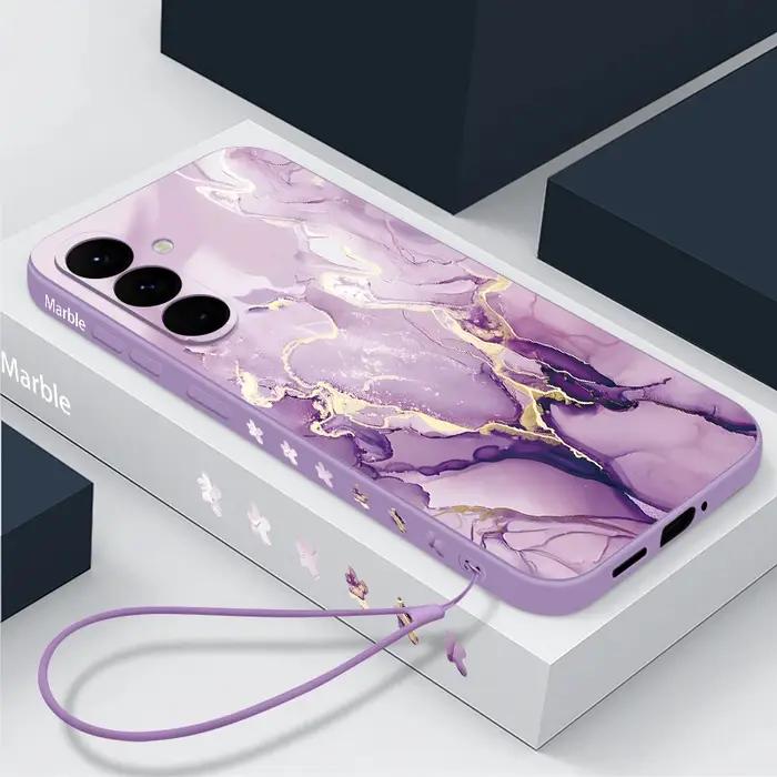 Étui marbré coloré pour Samsung Galaxy S24 S23 S22 Ultra S21 S20 FE A15 A25 A35 A34 A55 A52 A53 A54 5G Silicone Shockproof Phone Case Cover Occasions Spéciales Protection Elégante