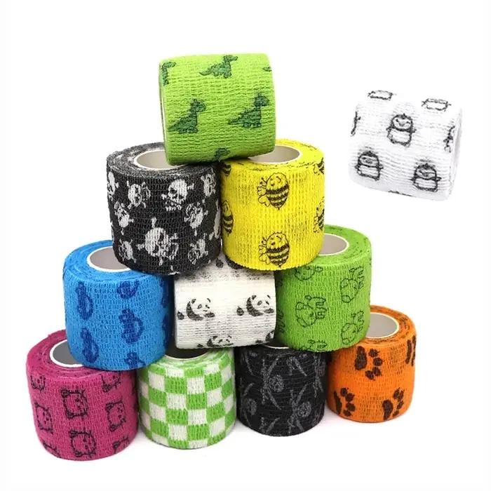 Bandage élastique auto-adhésif imprimé à motifs d'animaux, 4.5m, bande d'enveloppe de sport pour les