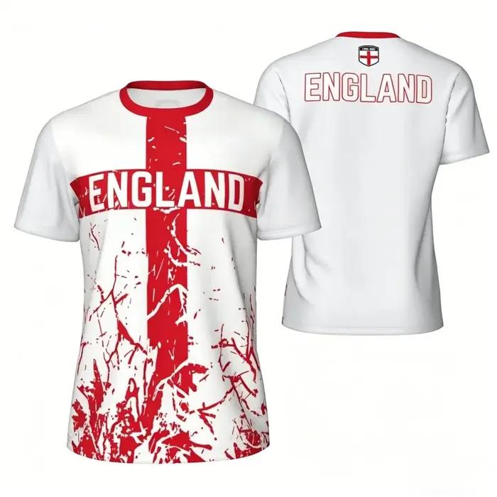 T-shirt Imprimé en 3D Drapeau Anglais Respirant et Rapide à Sécher Pour Hommes Fitness Streetwear Occasionnels