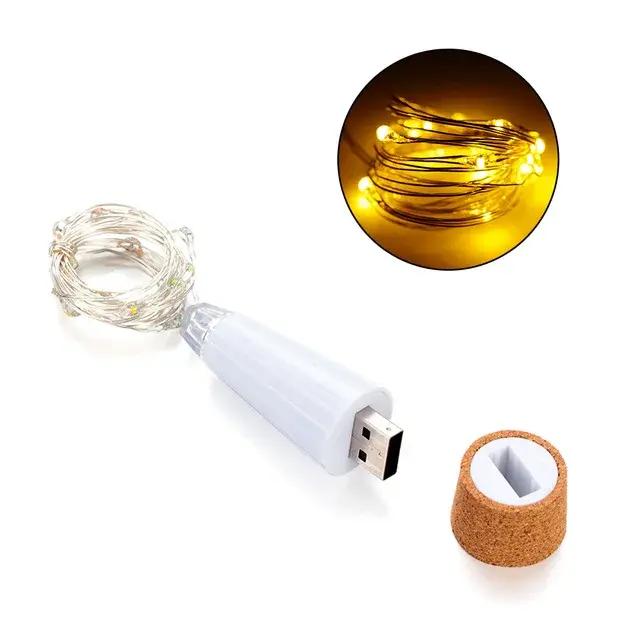 2m 20 LED bouteille de liège fée lumière USB Rechargeable décoration intérieure chaîne lampe pour chambre maison fête