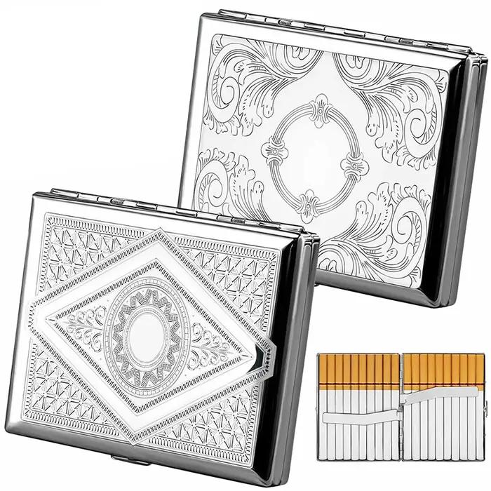 Boîte à cigarettes Portable en relief en acier inoxydable, 20 paquets, étui à cigarettes épais pour hommes résistant à la pression pour régular