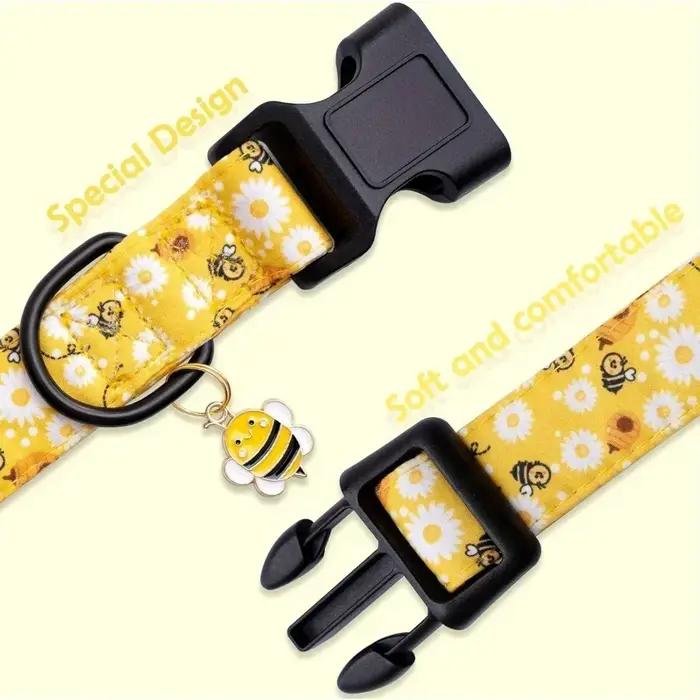 Collier pour chien imprimé abeille jaune mignon