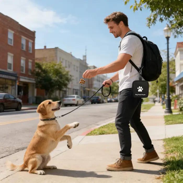 Sac à friandises pour dressage de chien, sac multifonctionnel pour animaux de compagnie, sac à friandises portable anti-fuite, sac de récompense, design visuel mignon pour les fournitures pour animaux